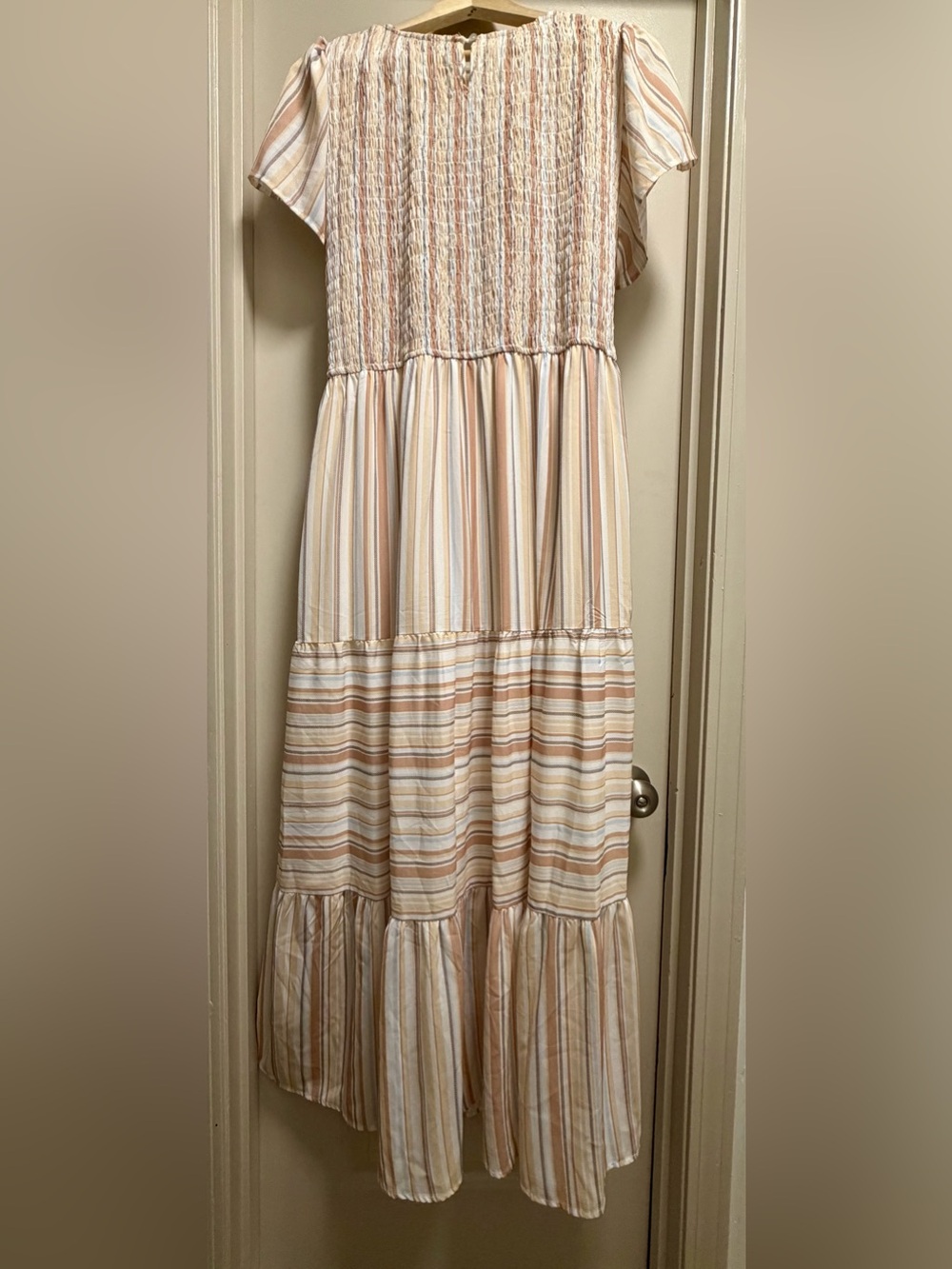 Baltic Born Willow Smocked Maxi Dress 1XL Striped Flutter Sleeve Tiered Boho - Picture 3 of 13